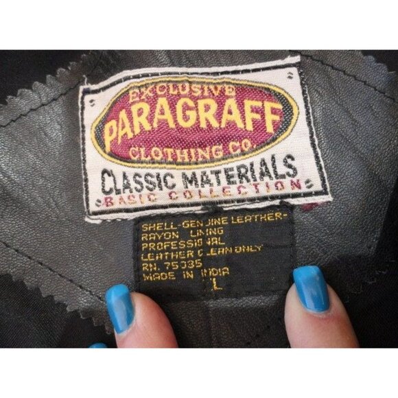 Men’s Vest Exclusive PARAGRAFF CLOTHING CO. Black Leather Large Motorcycle - Picture 8 of 8